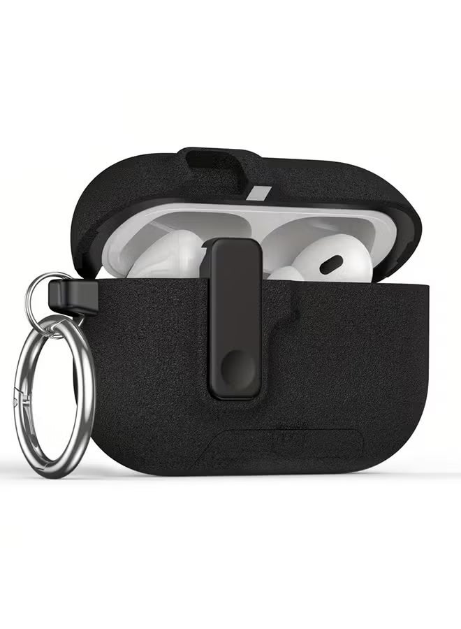 أكاليكس جراب حماية متين وصلب مزود بقفل أمان لسماعات AirPods Pro 3 من الجيل الثالث من Apple - أسود - Image 1